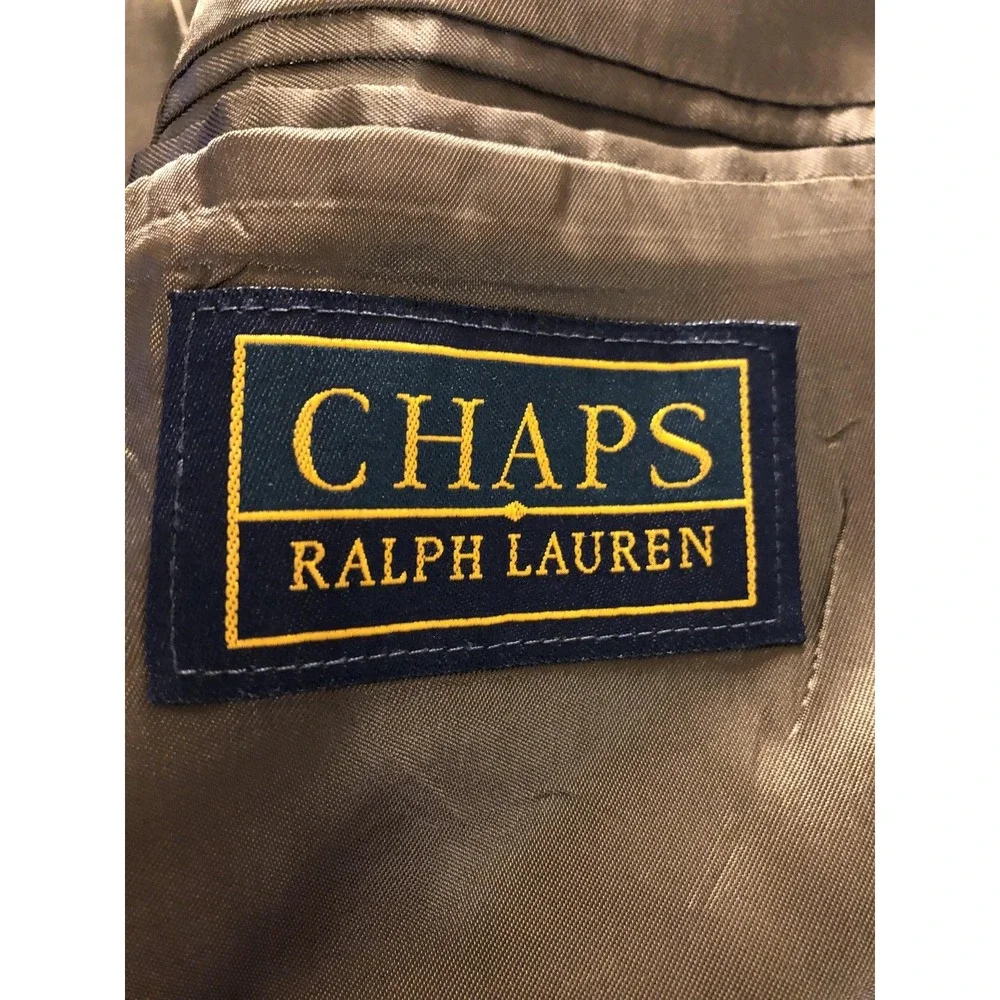 Chaps Ralph Lauren Blazer Mens Medium Brown Wool Houndstooth Sport Coat Jacket